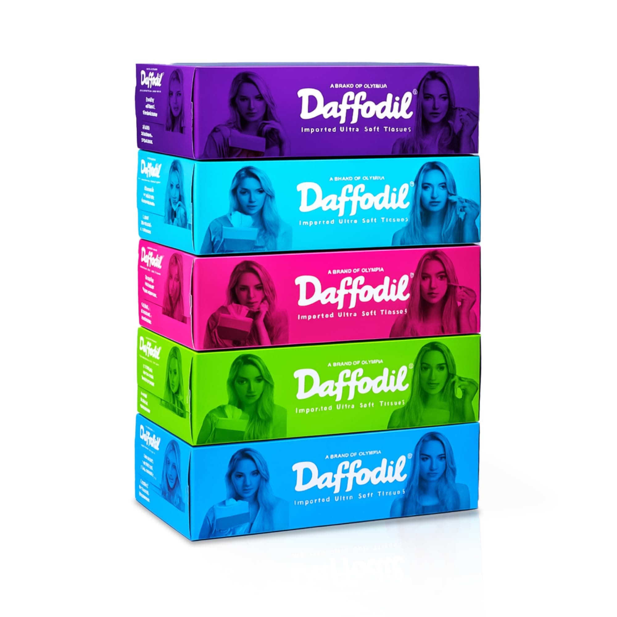 DAFFODIL Hypoallergenic Facial Tissue Box – Pack of 5 (100 Pulls Per Box, 200 Sheets 2 Ply) | Ultra Soft, Strong & Absorbent Face Tissues | Premium Car, Home & Office Tissue