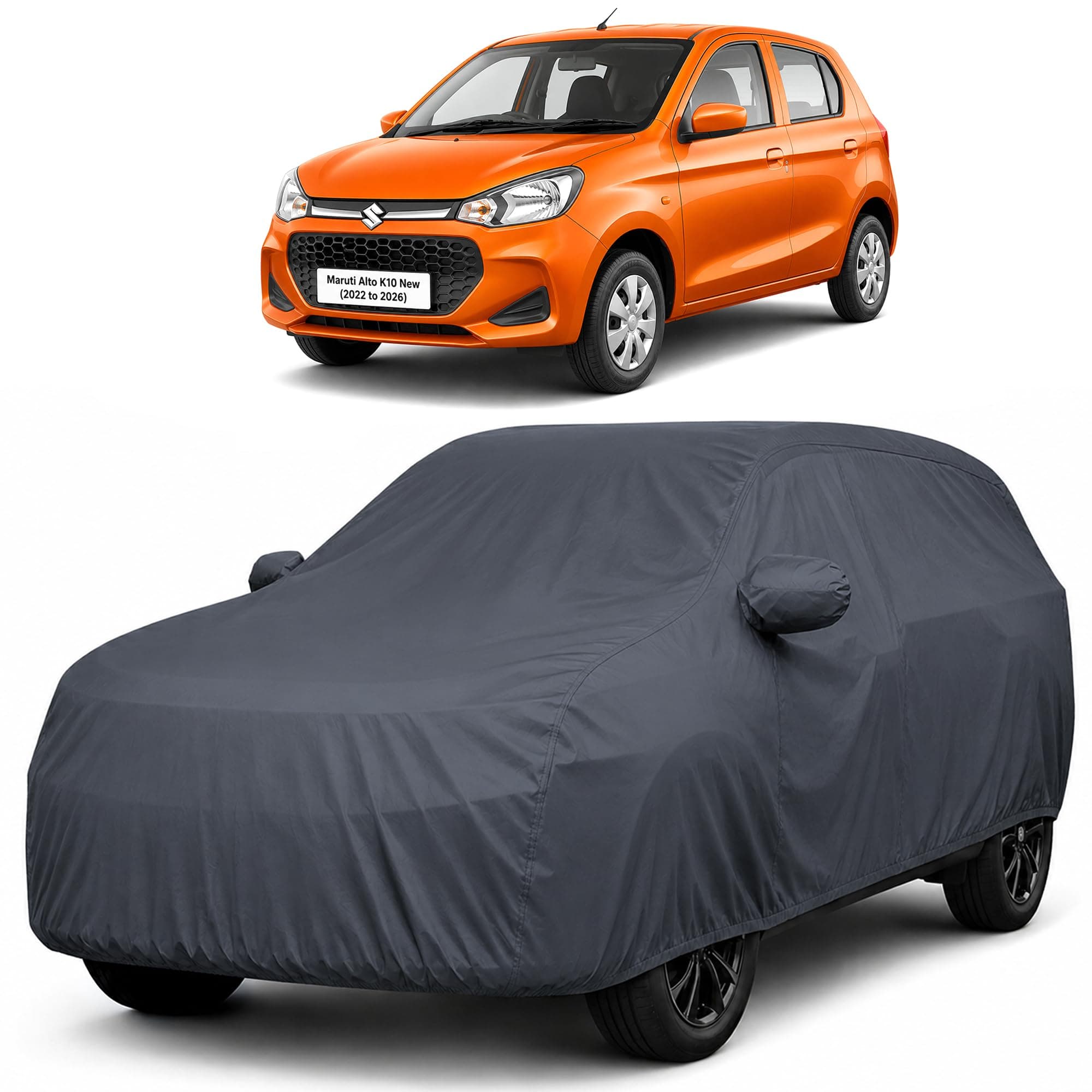 Autofact Car Body Cover Compatible with Maruti Alto K10 2022-2026 | Custom Fit Car Cover |100% Waterproof | Triple-Stitched Lightweight Fabric | Dustproof | Indoor & Outdoor Use | Elastic Bottom
