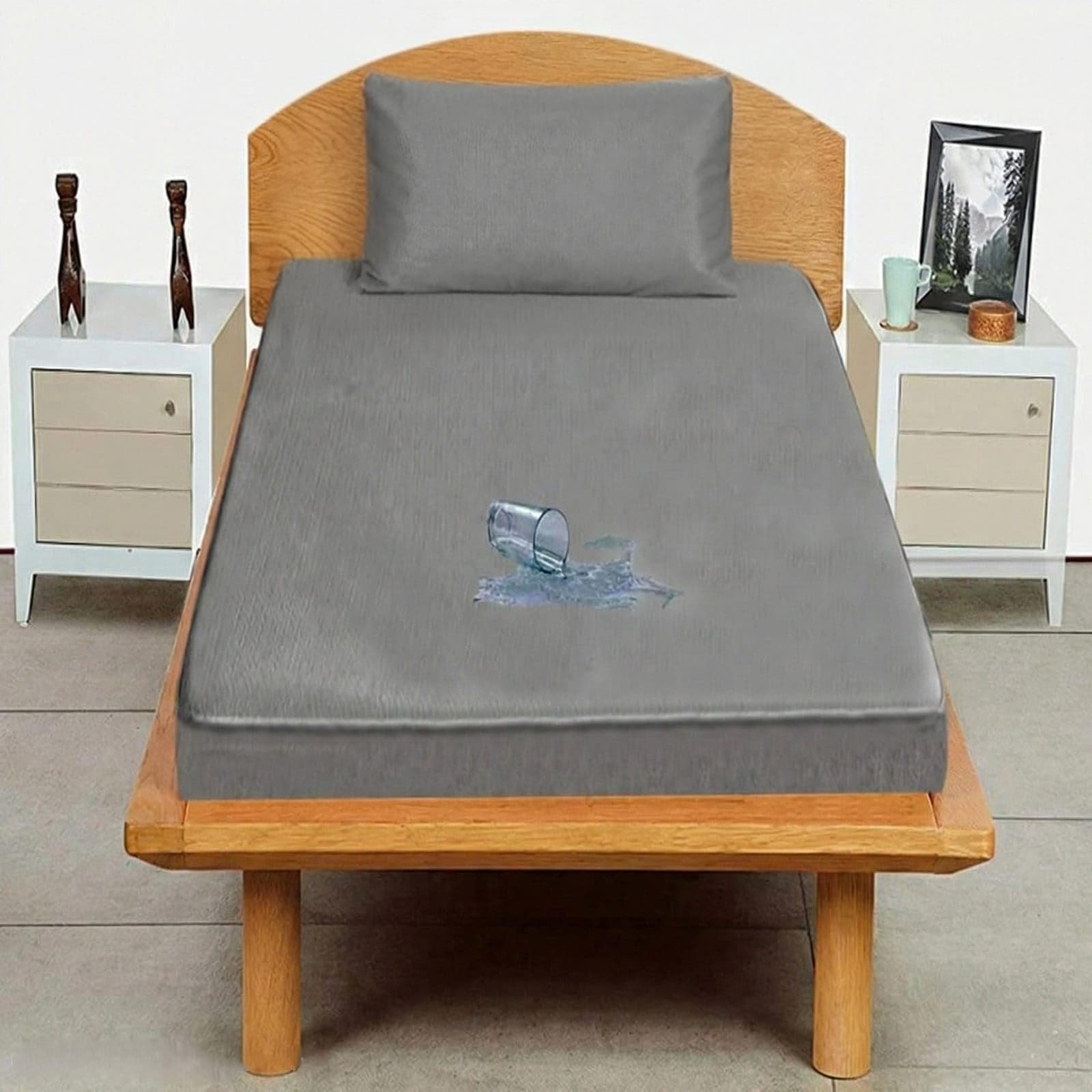 Trance Combo Pack - Waterproof Mattress Protector with 1 Pillow Protector | 100% Waterproof | 78x36 Inches | Breathable and Hypoallergenic Fitted Bed Protector & Pillow Cover (78x36 Single, Grey)