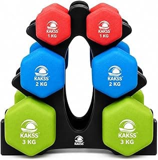 Kakss Neoprene Dumbbells sets (1kg + 2kg + 3kg Set)12kg Dumbbell With Stand New