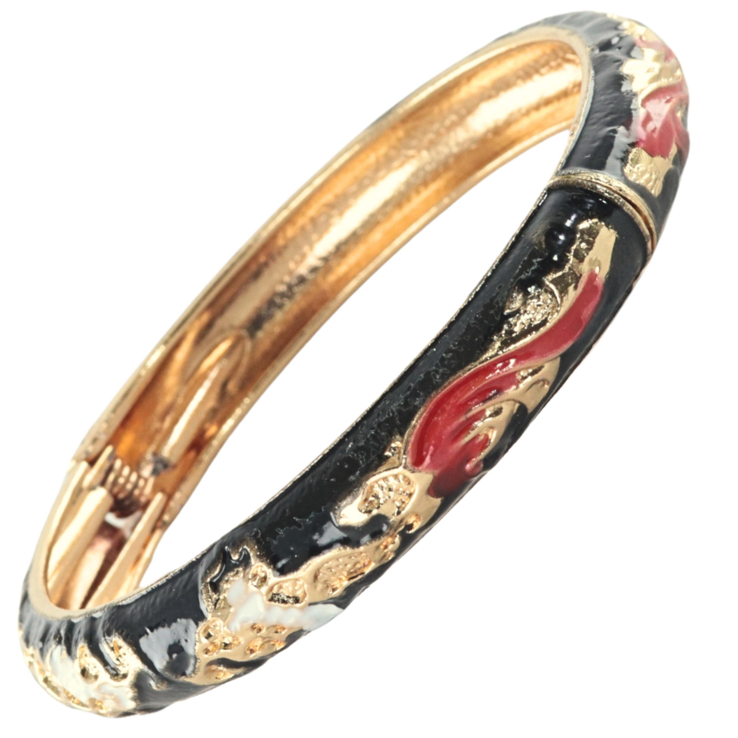 STYOLLO Stylish Alloy Black Enamel Metal Bracelet Set For Women & Girls | Traditional Ethnic Bracelet | Beautiful Cuff Kada Charm Gift for Birthday |Ideal for Wedding, Party & Festival Bracelet Wear