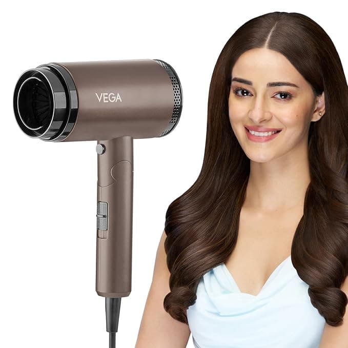 Vega Dry-Up 2000 Watts Hair Dryer For Men & Women with 3 Heat & 1 Speed Setting & Cool Shot Button, Blow Dryer, Foldable Hair Dryer with Over Heat Cut-Out, Blow Dry Effortless Hair Style, (VHDH-36)