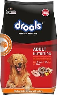 Drools Adult Dry Dog Food 1kg | Turkey and Pumpkin Flavour | Supports Skin Nourishment and Coat Radiance | Promotes Healthy Digestion | Natural Antioxidants | Strengthen Immunity