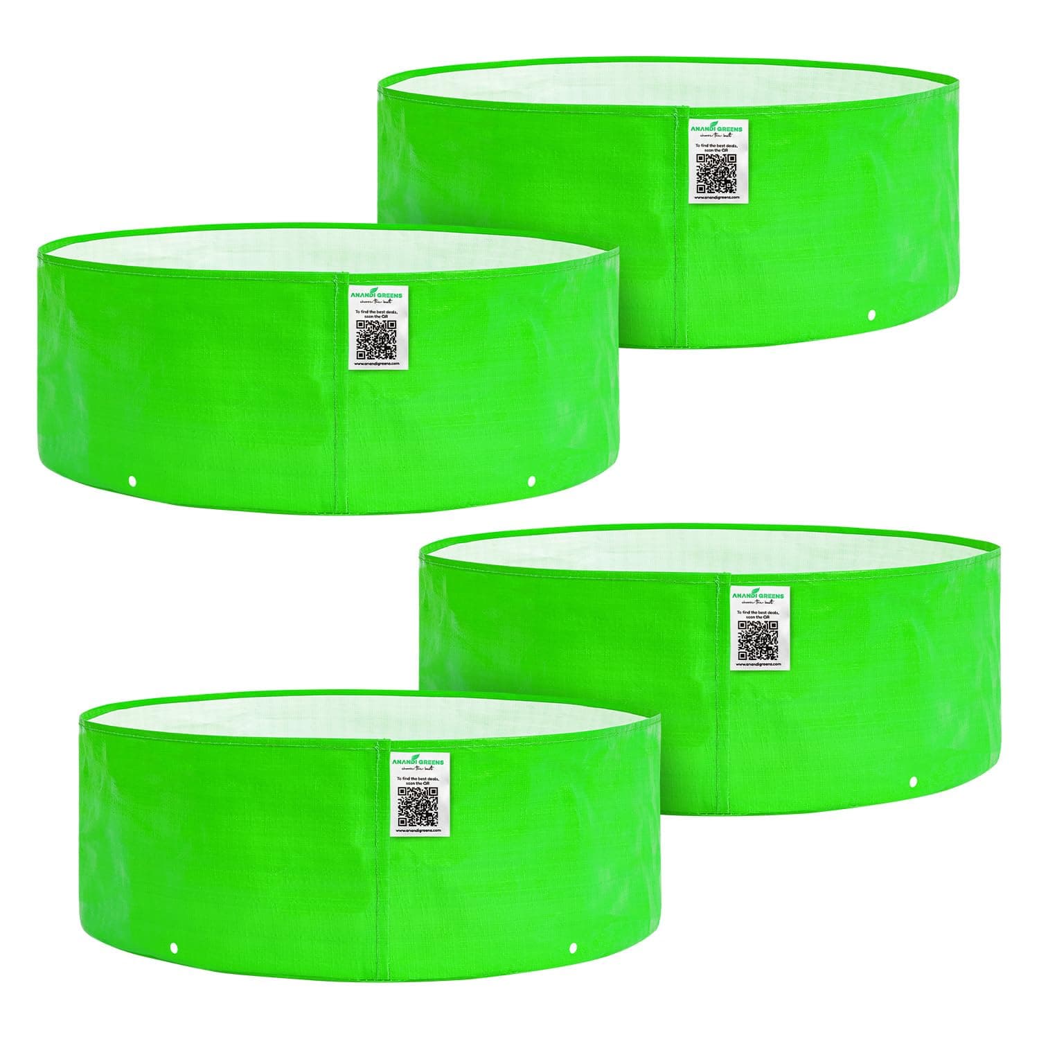 Anandi Green's Hdpe Uv Protected 260 GSM Round Green Colour Plants Grow Bags Suitable for Terrace and Vegetable Gardening 18x6 inch Pack of 4