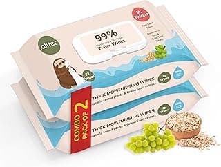 .allter 99% Pure Water Baby Wipes, Wet Wipes for New Born Baby |Moisturising,100% Plant Based & Organic, Enriched with Oats & Grapeseed Extract| 72 Wipes x 2 Packs