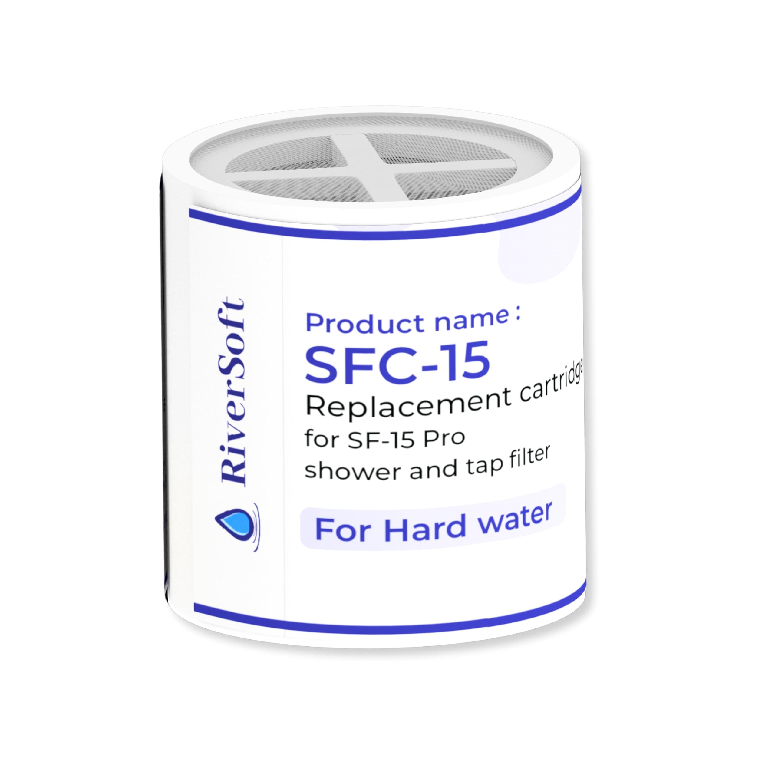 RiverSoft SFC-15 Shower and Tap Filter Replacement Cartridge for Hard Water | 15-Stage Filtration Protects Hair and Skin | Tap Filter Cartridge