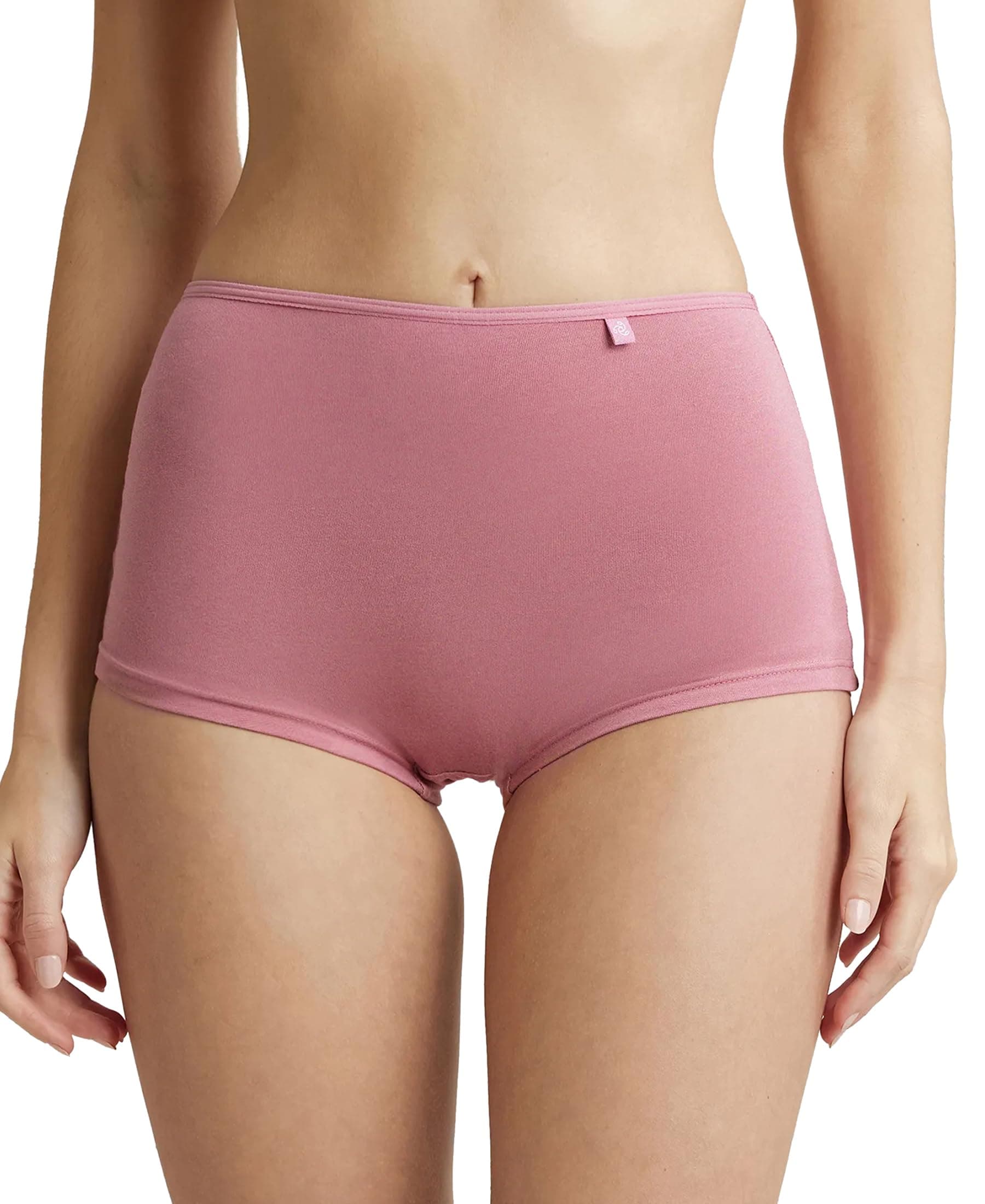 Jockey SS04 Women's High Coverage Super Combed Cotton Elastane Stretch Mid Waist Boy Shorts with Concealed Waistband and StayFresh Treatment_Heather Rose_M