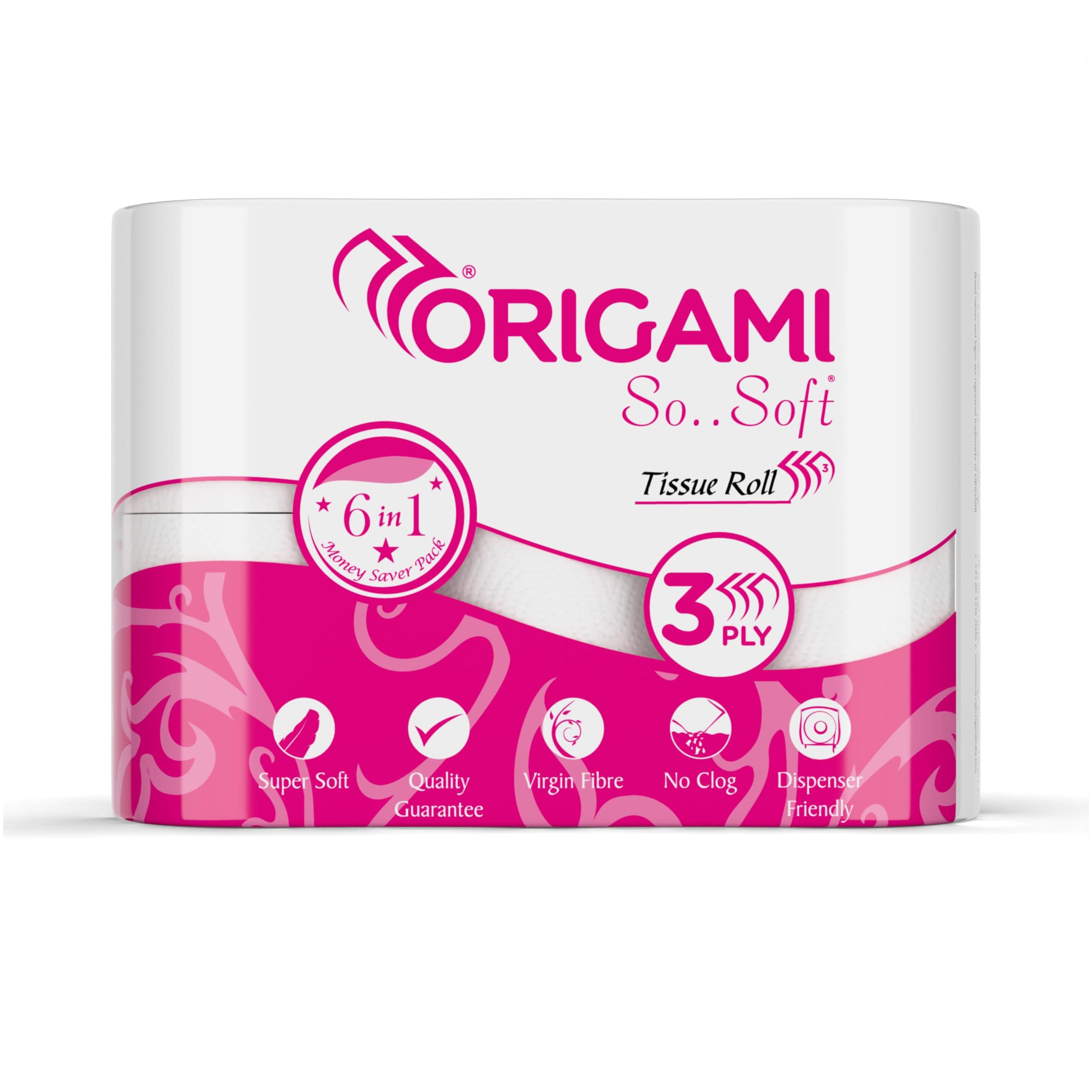 Origami So Soft Toilet Tissue Paper | 3 Ply | Pack of 6 | 160 Pulls Each