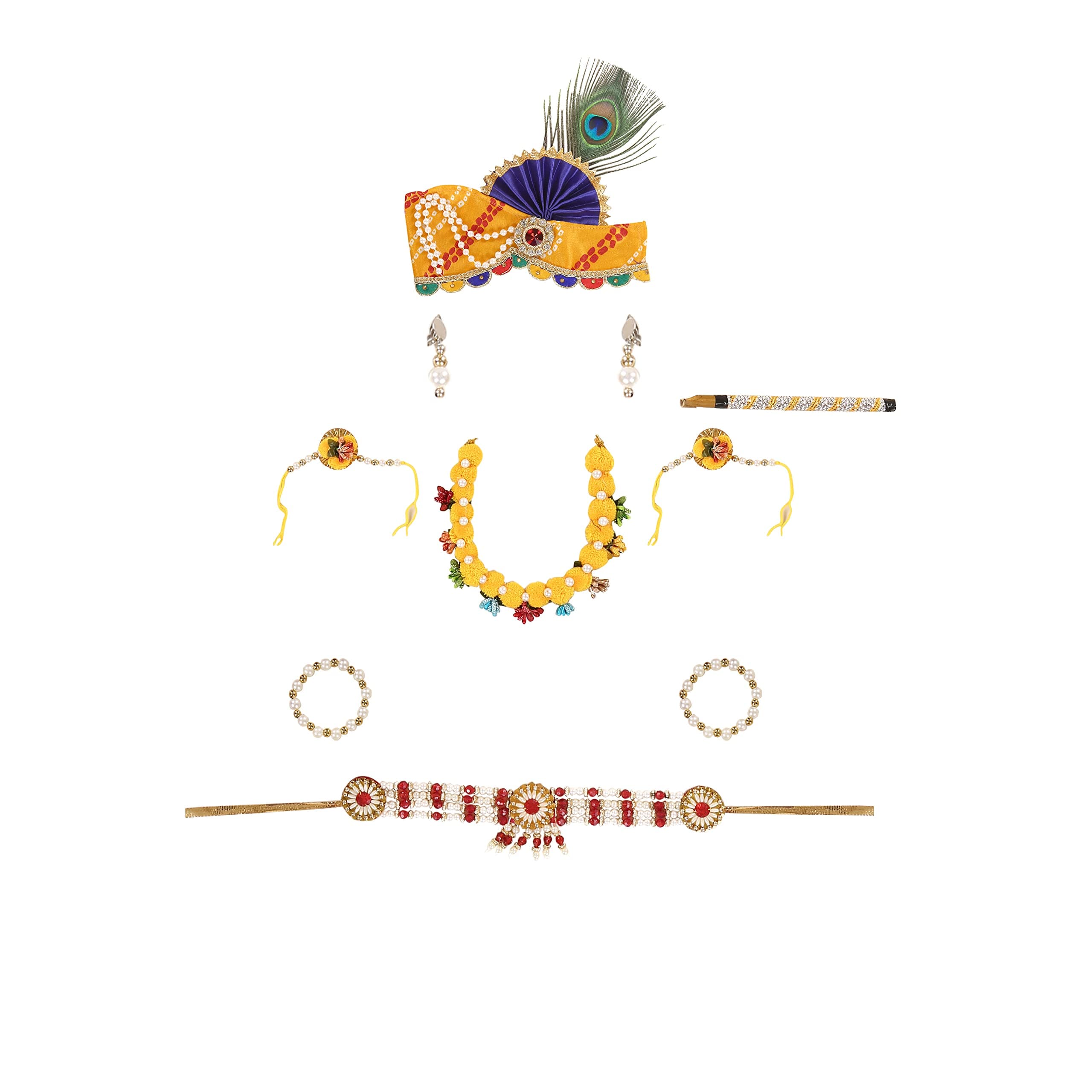 Raj Costume Krishna Fancy Dress Costume for Kids, Shri Krishna Dress for Baby Boy and Girl, Bal Krishna Costume, Janmashtami Dress