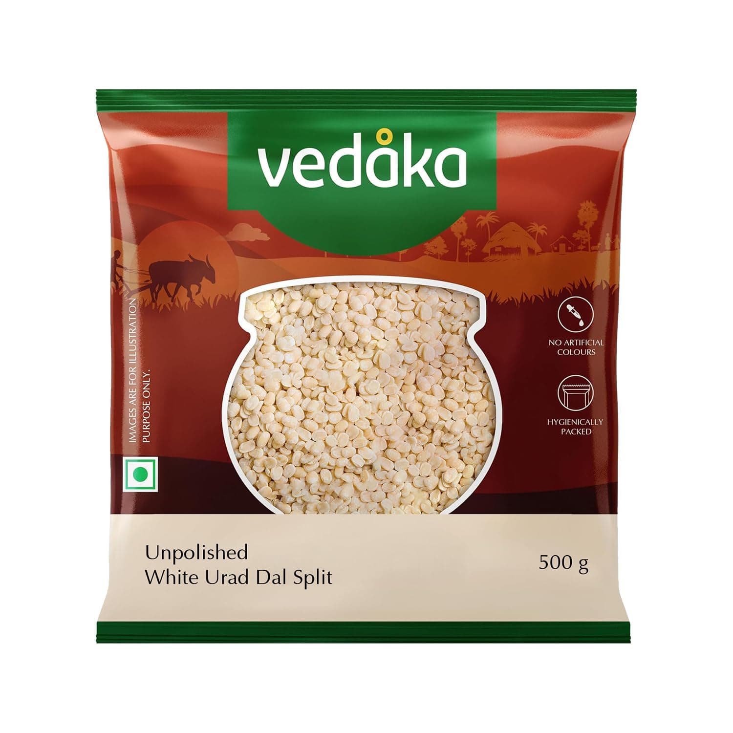 Amazon Brand - Vedaka Unpolished White Urad Dal Split | 500 g | Naturally Rich In Protein | No Cholesterol & No Additives