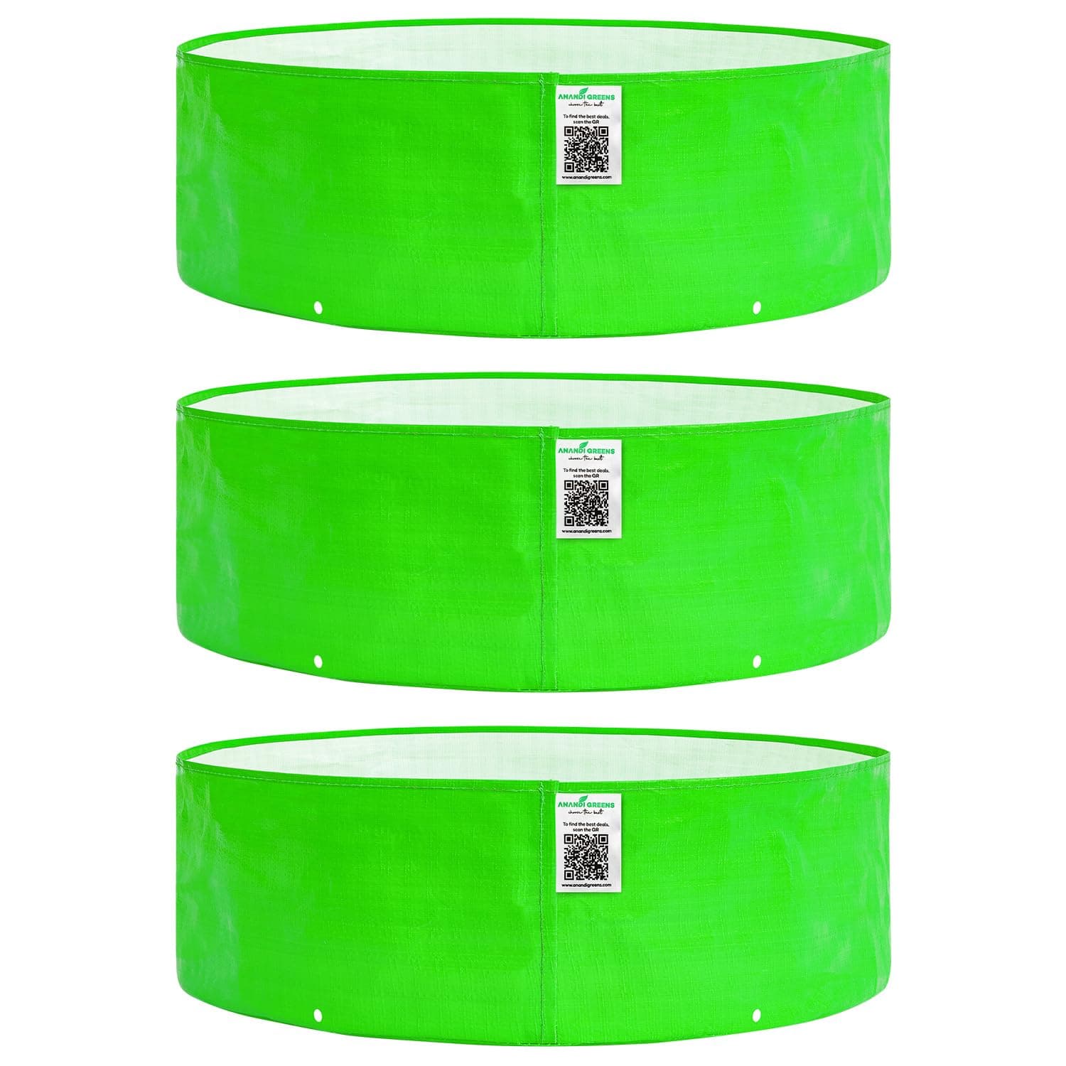 Anandi Green's Hdpe Uv Protected 260 GSM Round Green Colour Plants Grow Bags Suitable for Terrace and Vegetable Gardening Size 24x6 Pack of 3