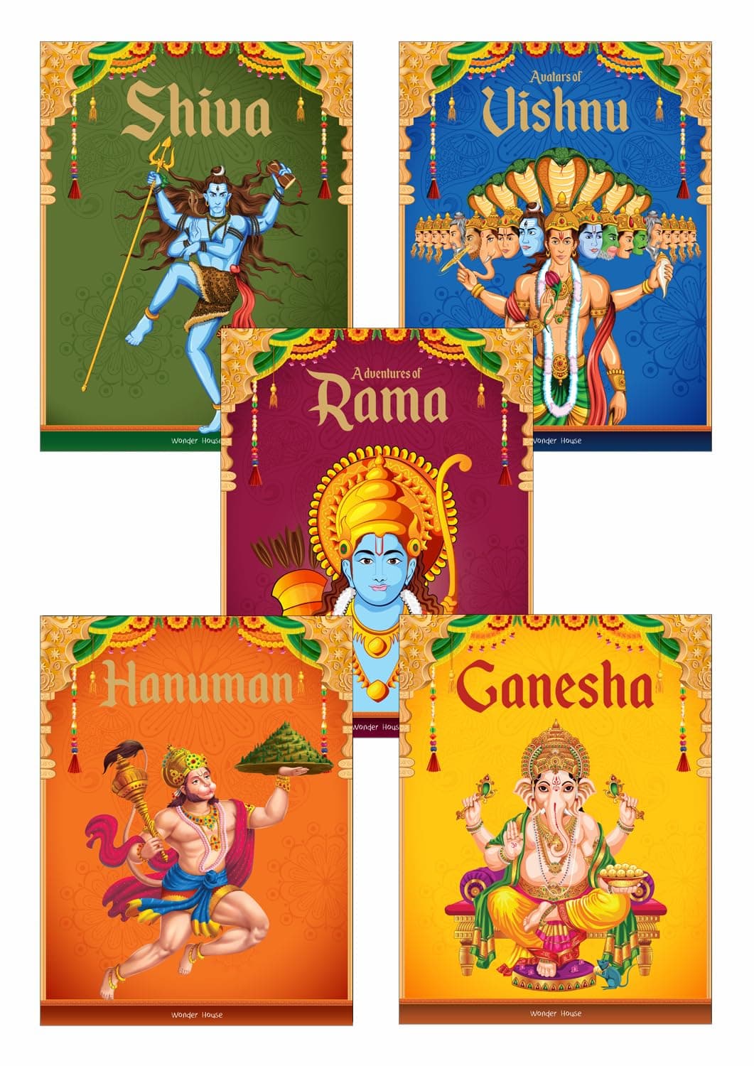 Children’S First Mythology Stories (Illustrated) - Pack Of 5 Books (Ram, Shiva, Hanuman, Ganesha, Vishnu) - Storybook For Kids - Folklore - Traditional Values - 6 Years To 10 Years