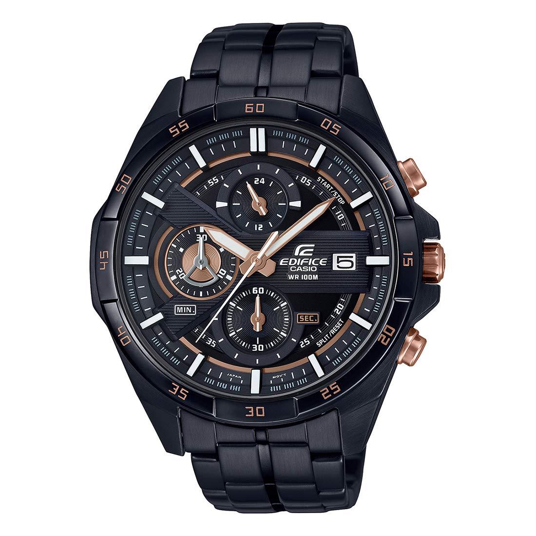 Casio EDifice EFR-556DC-1AVUDF Black Analog Dial Black Stainless Steel Band Men's Watch Chronograph 100M Water Resistant EX493