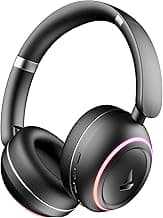 boAt Rockerz 480, RGB LEDs,6 Light Modes, 40mm Drivers,Beast Mode, 60H Battery, ENx Tech, Stream Ad Free Music via App Support, Bluetooth Headphones, Wireless Over Ear Headphone with Mic (Black Sabre)