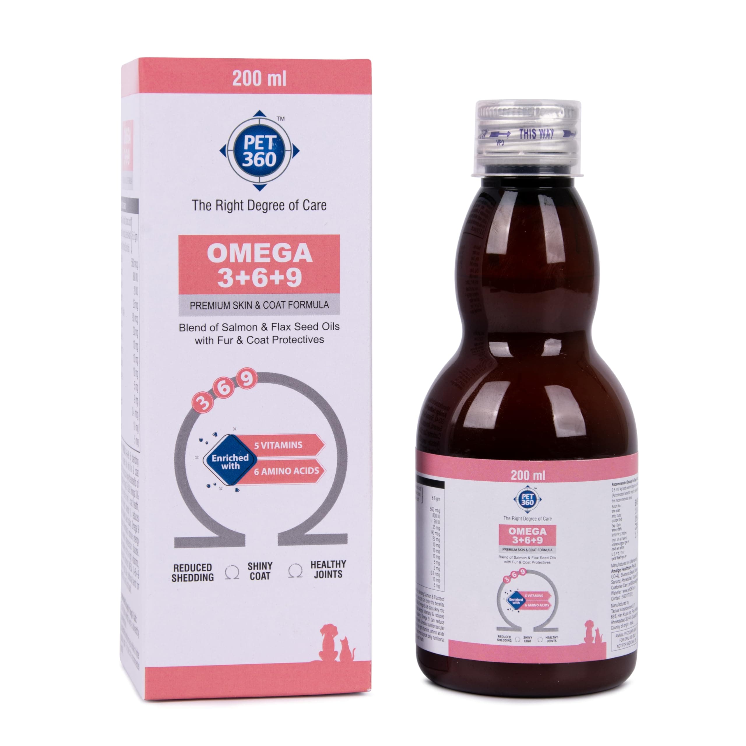 PET360 Omega 3+6+9 Salmon & Flaxseed Oil for Dogs & Cats 200 ml