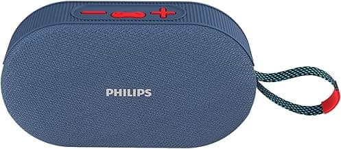 PHILIPS Audio TAS1400BL Wireless Bluetooth Speaker with Deep Bass, Passive Radiator, 12W Sound Output, 1200mAh Rechargable Battery, RGB Light Modes, 10H Playtime, Supports TF/USB/BT Modes (Blue)