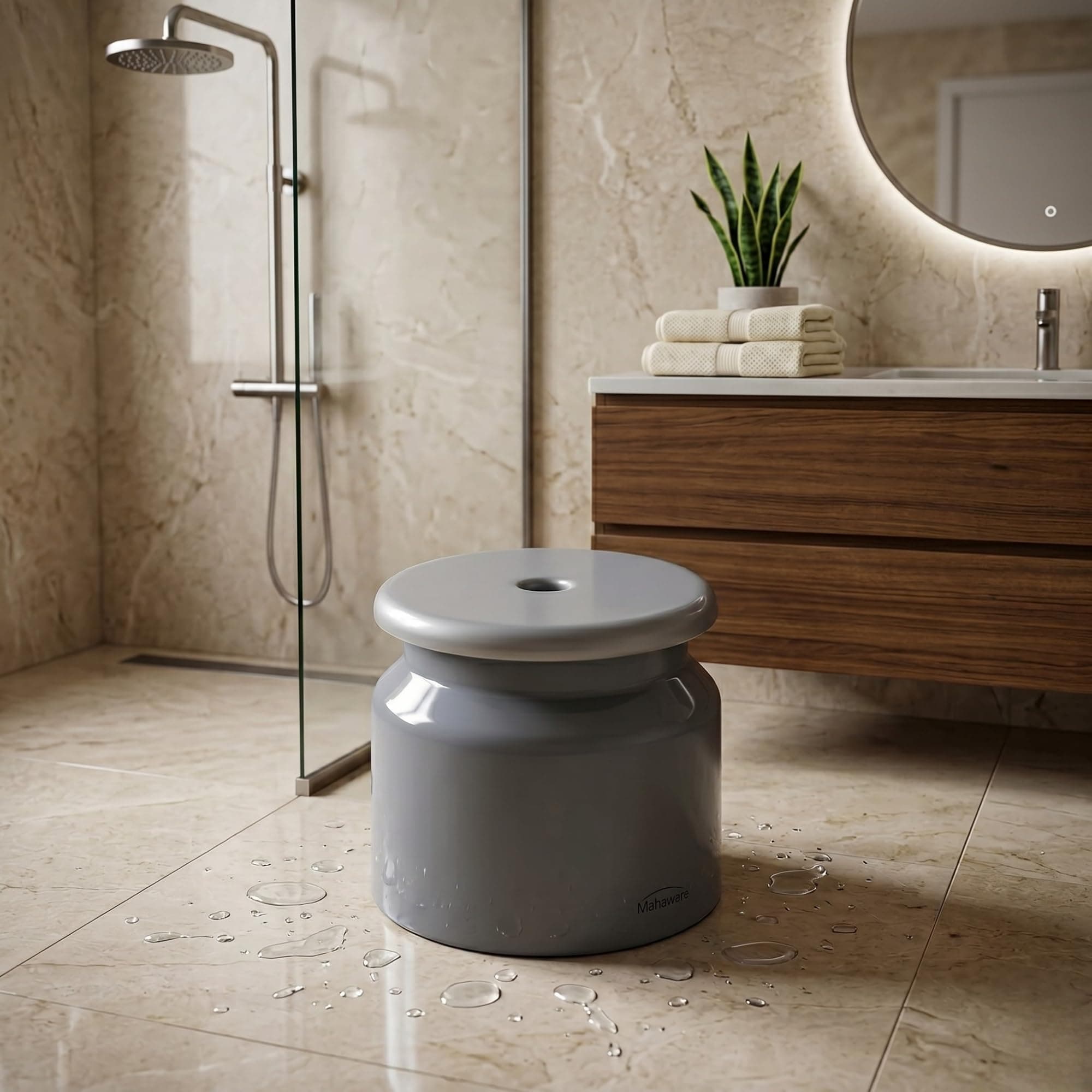Mahaware Anti-Slip Plastic Stool for Home, Grey | Heavy Duty, Unbreakable Small Stool for Bathroom, Kitchen & Outdoor Use | Durable Patla Stool for Wardrobe Access