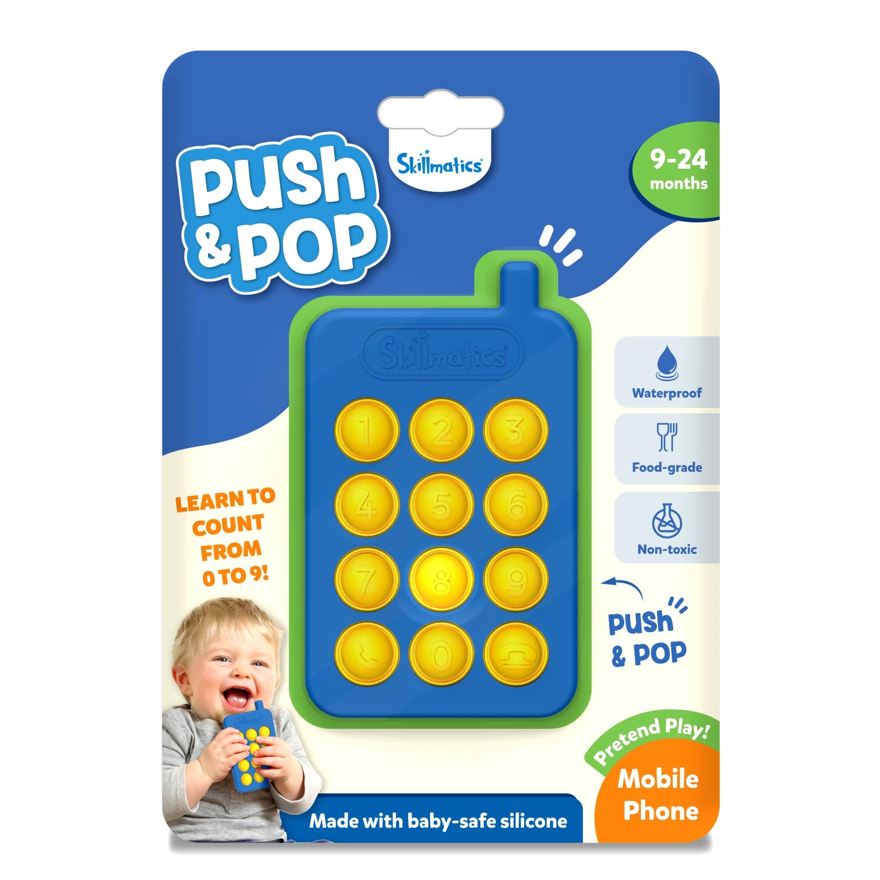Skillmatics Push & Pop – Silicone Toy Phone, Sensory & Fidget Toy for Kids
