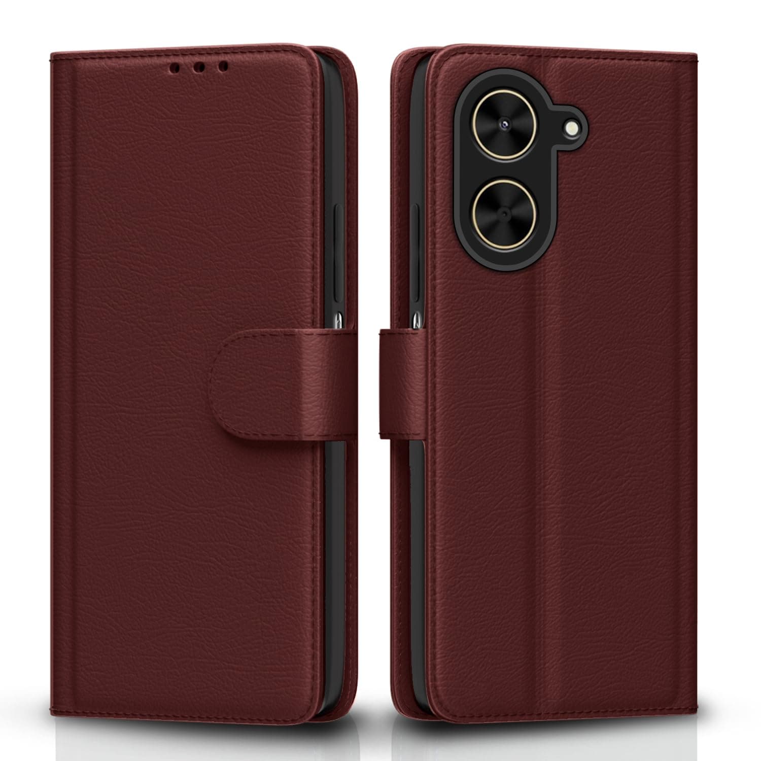 Pikkme Flip Cover for Poco C71 / Redmi A5 | Leather Finish | Shockproof with Card Pockets & Wallet Stand | Ultimate Protection Case(Brown)