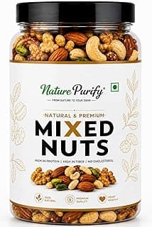 Nature Purify Premium Mix Dry Fruits 1kg | Almonds, Cashews, Kishmish, Apricots & Seeds Mix | Fresh Crunchy Nut & Fruit Combo Pack for Snacking & Gifting | Jar Pack Of 1