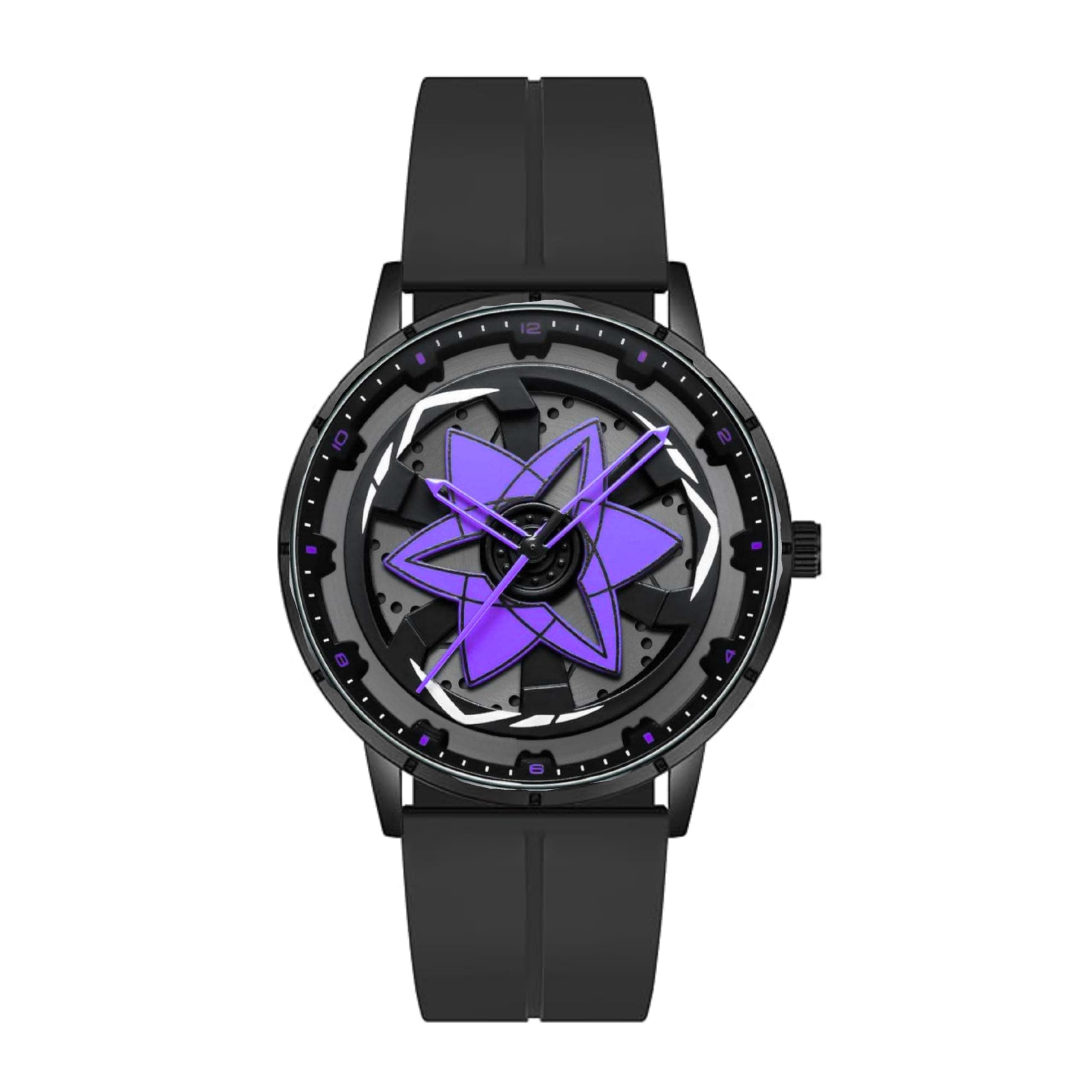 GOLDENIZE FASHION Men Analogue Spinning Wheel Concept Multicolor Star Rotating Dial Stylish Wrist Sports Watches for Men's & Boy's Silicon Magnet Lock Stylish Waterproof Strap-Gift Watch for Men (Purple)
