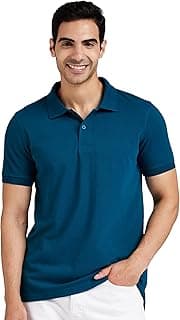 Amazon Brand - Symbol Men's Cotton Rich Solid Polo Tshirt | Collar Tshirts | Half Sleeves | Plain-Regular Fit (Available in Plus Sizes and Combo Pack of 2)