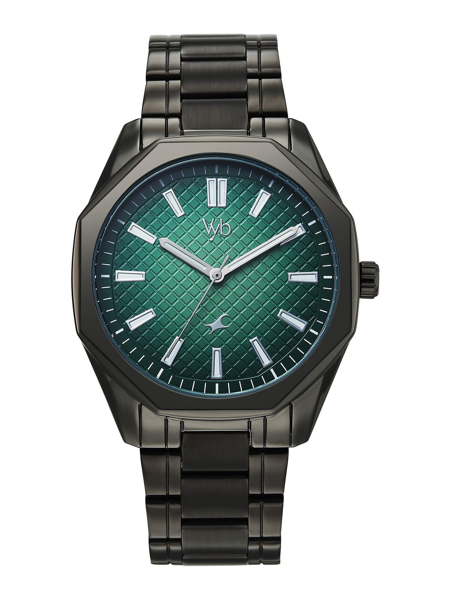 Fastrack Vyb Quest with Quartz Analog Green Dial Grey Zinc Alloy Strap Watch for Men - FV30042QM02W