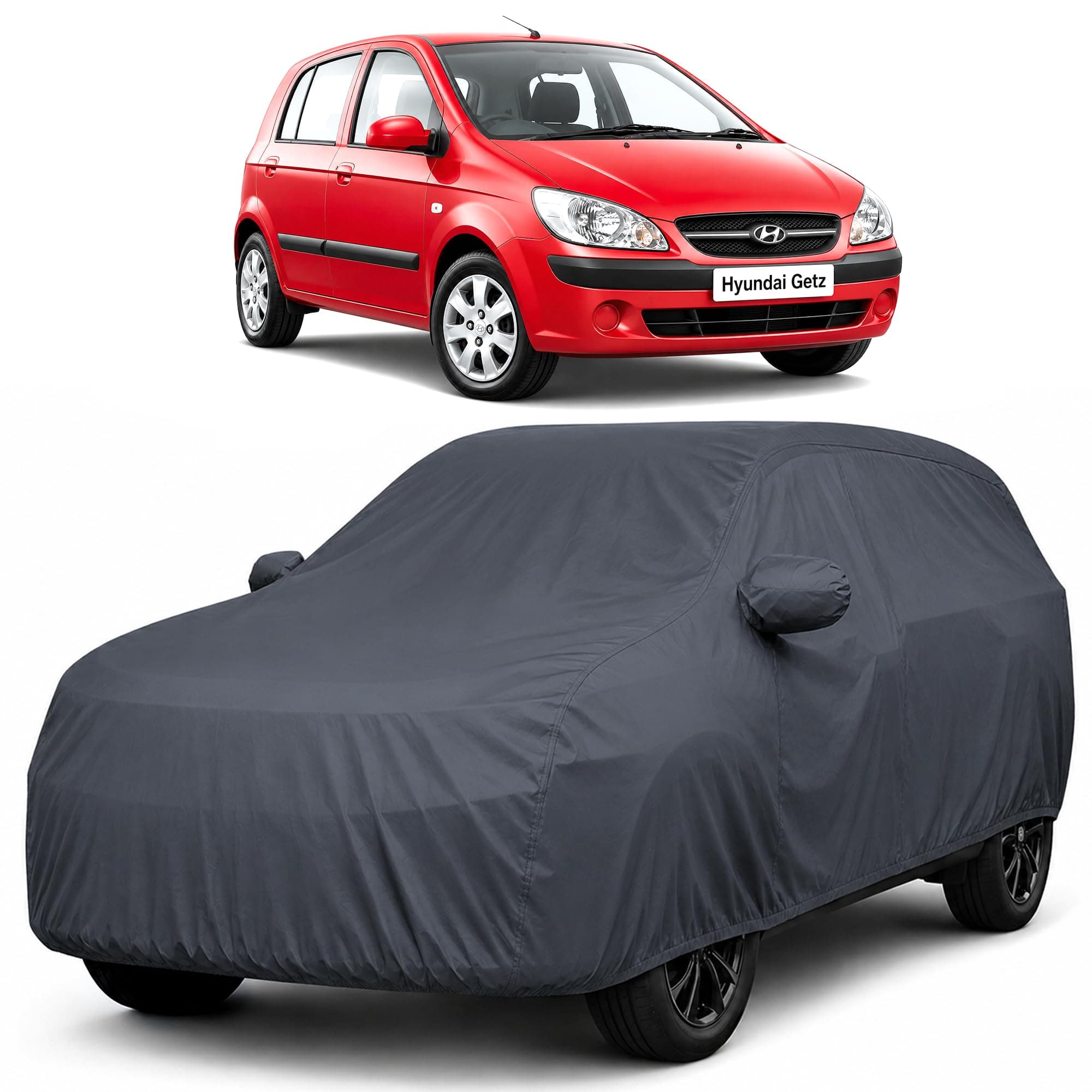 Autofact Car Body Cover Compatible with Hyundai Getz | Custom Fit Car Cover |100% Waterproof | Triple-Stitched Lightweight Fabric | Dustproof | Indoor & Outdoor Use | Elastic Bottom