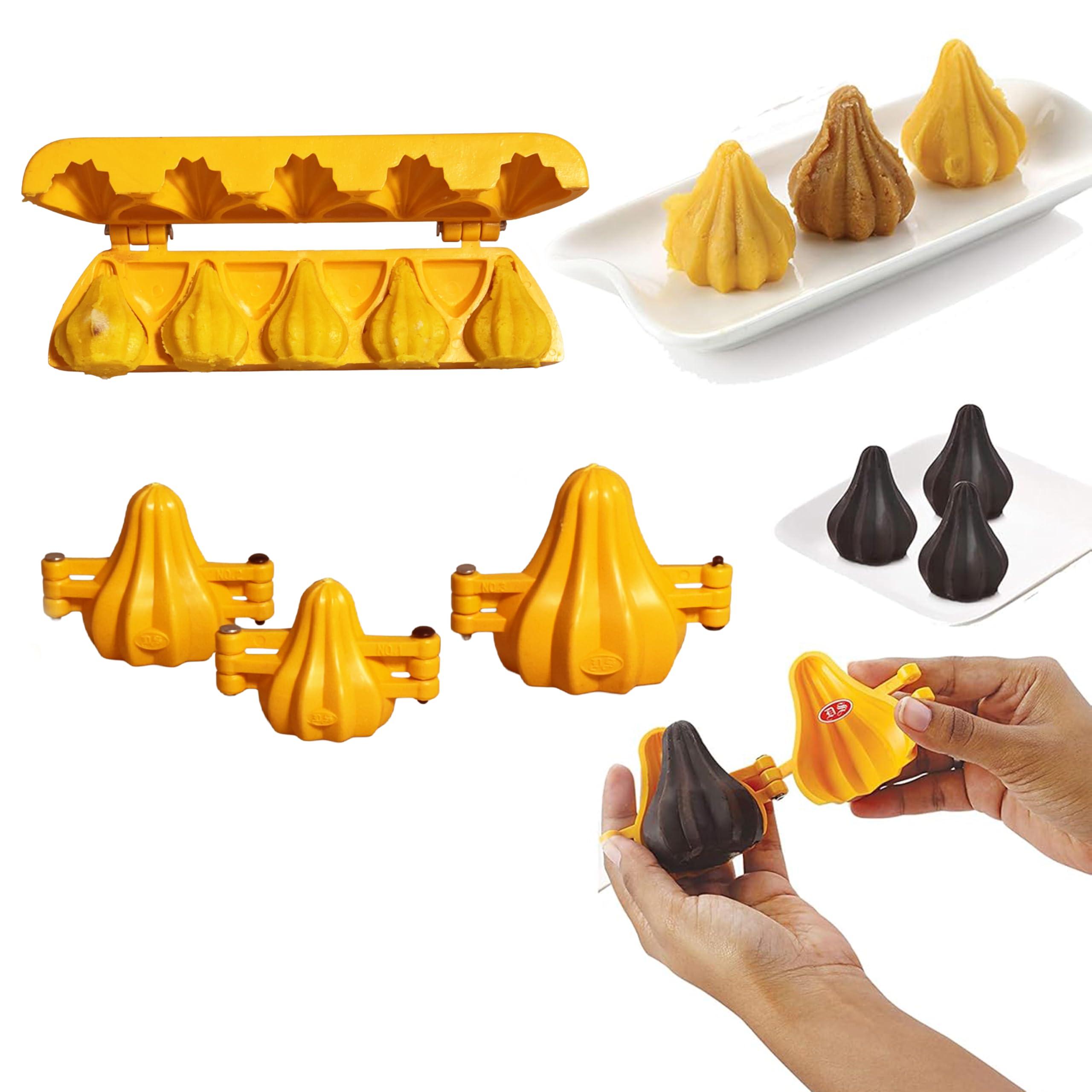 DS Modak Mold Combo of 4 | Easy Modak Sacha Set with Modak Patti Mould for Ukdiche Modak Shaper Sanchaa