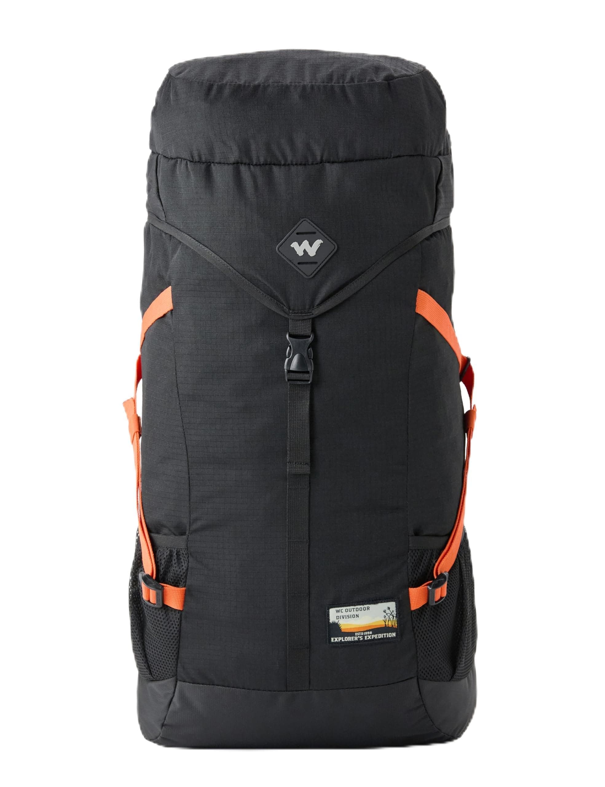 Wildcraft Polyester Rucksack for Men & Women – Expedition RSK 45 Backpack | Unisex Durable Lightweight & Stylish – Perfect for Travel Trekking and Work (Black)