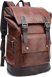 FUR JADEN Brown Leatherette Anti Theft Casual Laptop Backpack with 15.6 Inch Laptop Pocket