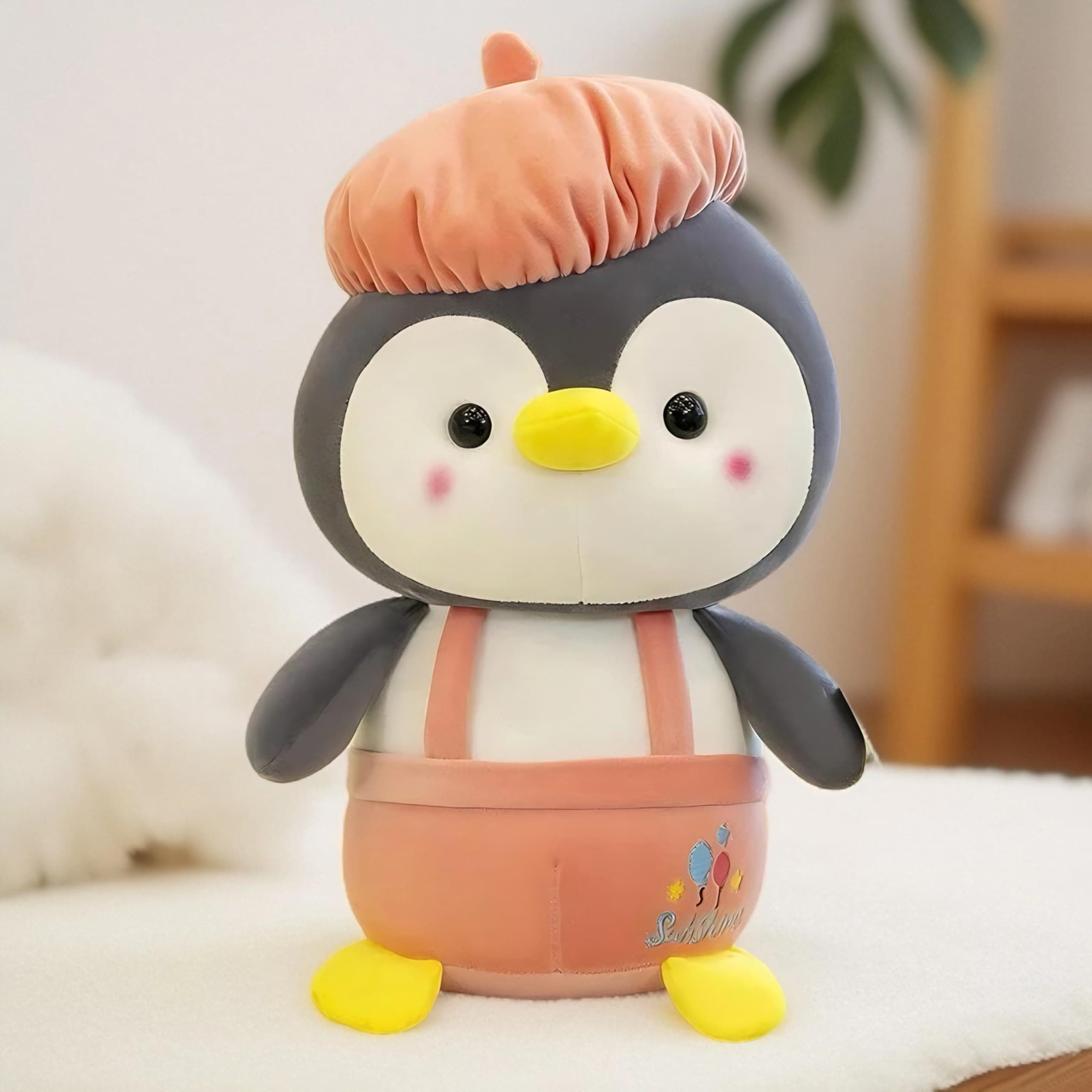 Babique Cap Penguin Plushie Stuffed Plush Teddy Bear Soft Toy |Ideal for Birthdays & Special Occasions Girls/Boys, Baby Kids -Pink(25 Cm)
