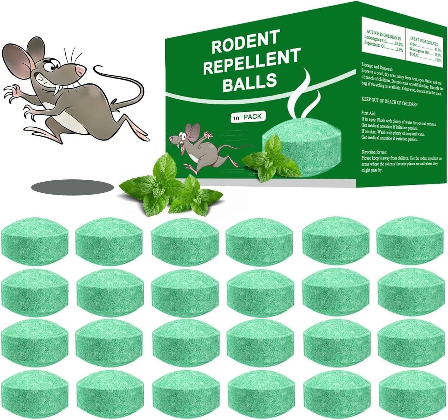 Rat Repellent Rodent, Mouse, Rats, Spider, Squirrel, Pest Control Indoor & Outdoor, Natural Mouse Deterrent Replace Traps Car Home Pack of 1 (10 Tablet) Repel Mice and Rats Protect Wires in Car, No Kill Only Repels Home Garden Patio Garage Rat Controller Pills to Keep Rodents Out of Car (10-boll)