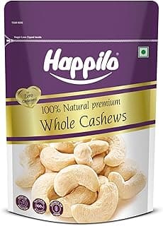 Happilo Premium Natural Whole Cashews 500g Value Pack | Dry Fruits, Kaju, Healthy Snacks | Unsalted Cashew Nuts | Crunchy, Nutritious & Delicious Nuts | Rich in Protein, Magnesium & Phosphorus