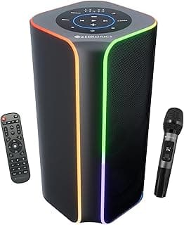 Zebronics 2026 Launch 120W Portable Party Speaker, Dual 13.33cm Drivers, Upto 7hrs Playback, Wireless Mic, TWS Function, 9 RGB Modes, BTv5.3, USB & AUX, Rapid Charge, Carry Handle (Party FYRE 700)
