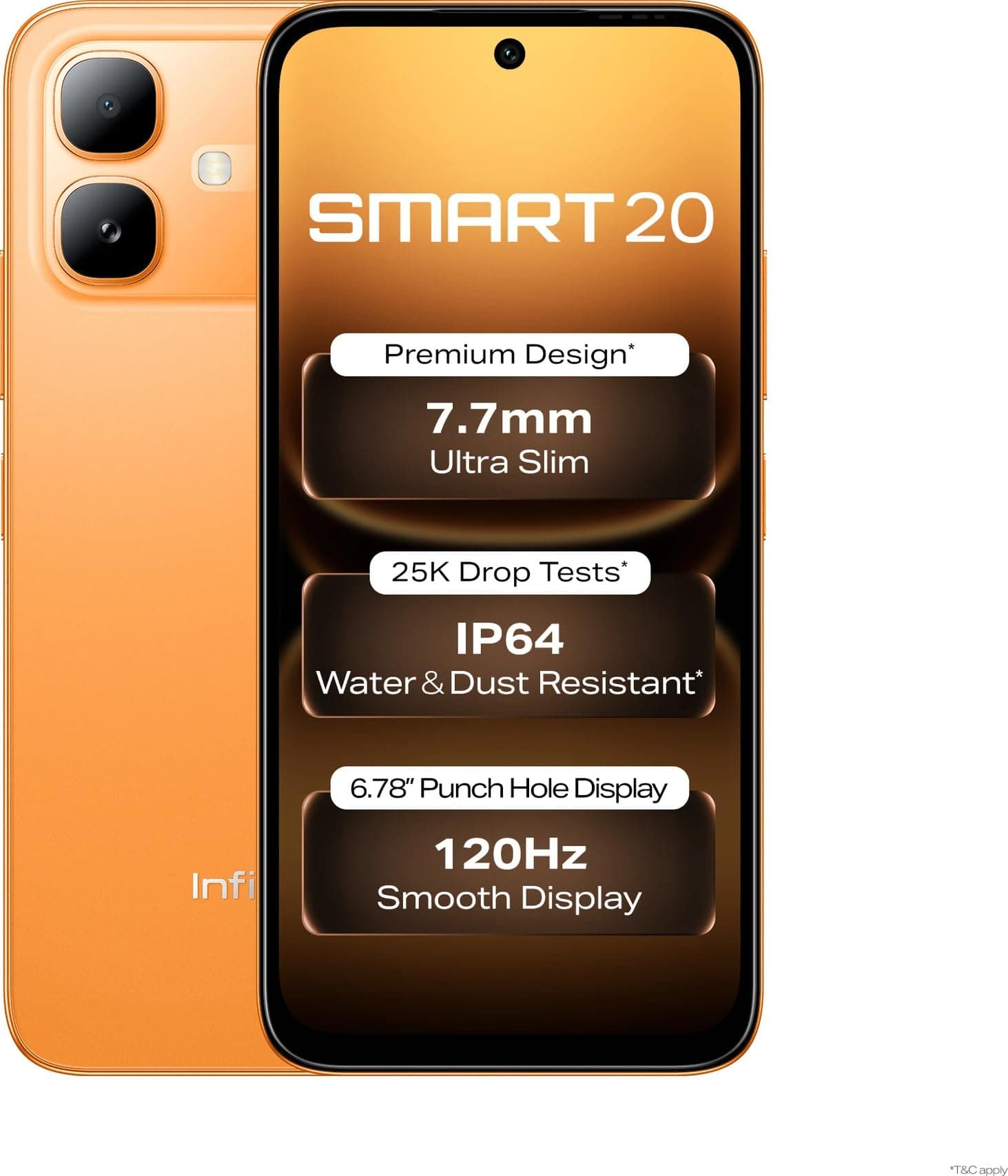 Infinix SMART 20 (Sunlike Orange, 4GB RAM, 64GB Storage) | MediaTek Helio G81 Ultimate Processor | 8MP AI Rear Camera | 8MP Front Camera | 5200mAh Battery | Dual SIM 4G Smartphone