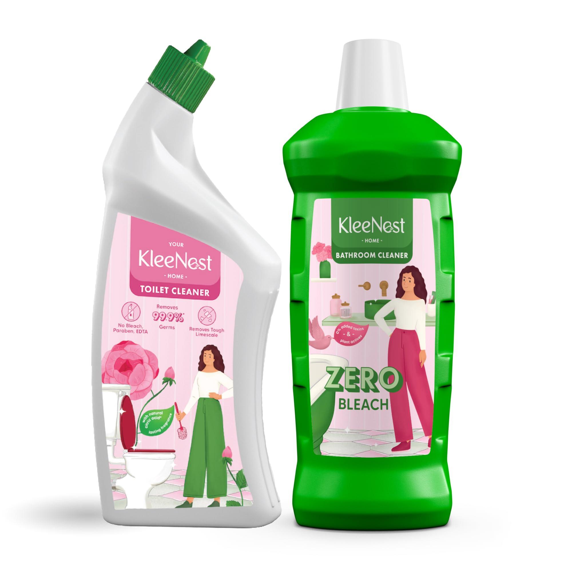 Kleenest Bathroom & Toilet Cleaner Combo, Rose – 1L Each