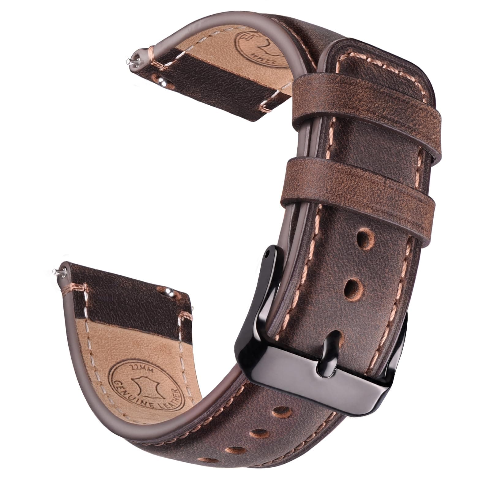 Wristitani 22mm Leather Watch Strap for Smartwatches and Universal Watches