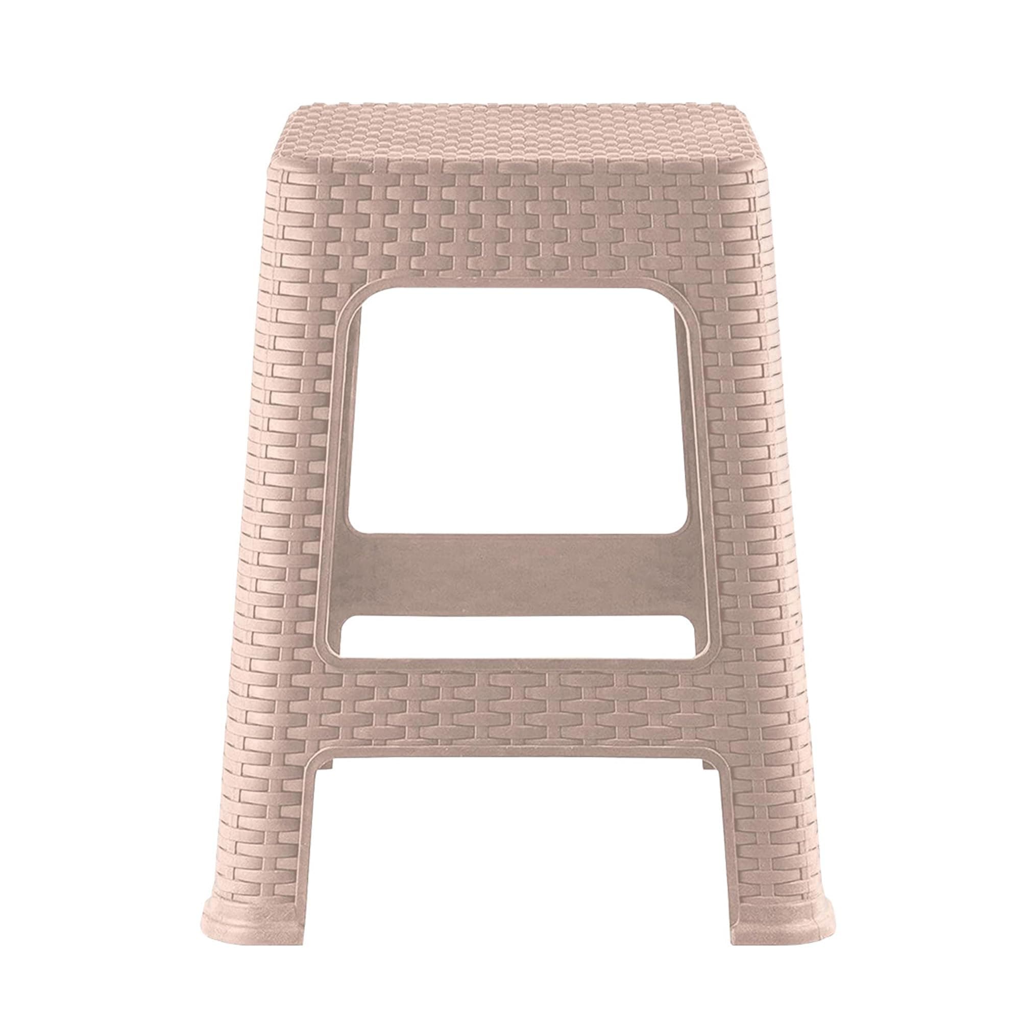 Kuber Industries Plastic Sitting Stool for Kitchen, Bedroom, Office | Non-Slip Lightweight Stool | Cream