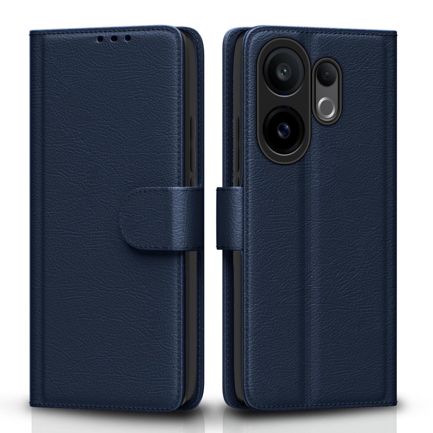 Pikkme Flip Cover for Vivo X200 Fe 5G Leather Finish | Inside TPU with Card Pockets | Wallet Stand and Shock Proof | Complete Protection Flip Case(Blue)