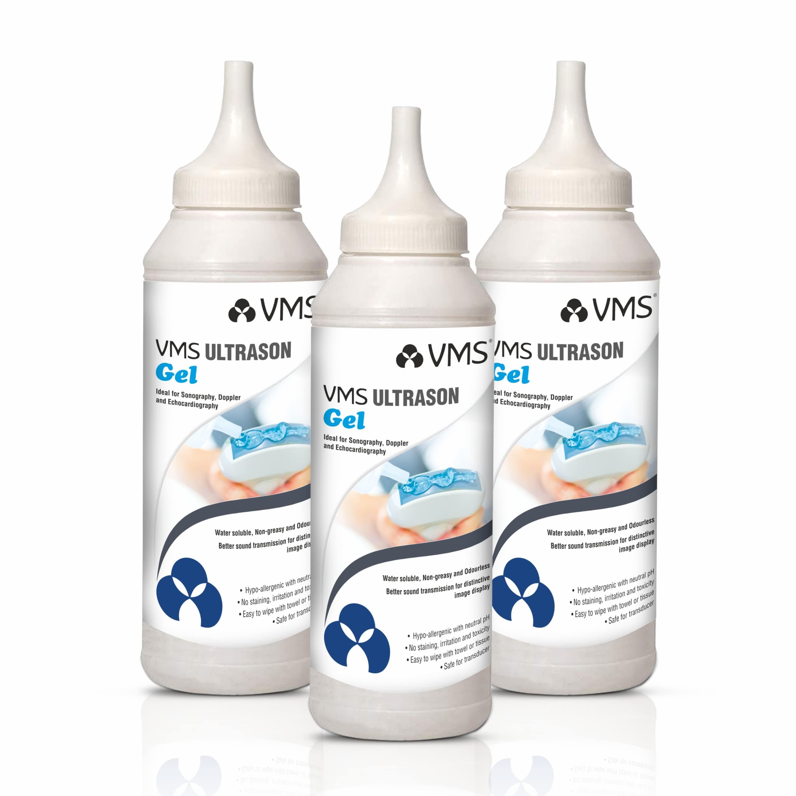 VMS Ultrason Physio Therapy Body Ultrasound Gel 250 ml Pack of 3 (Blue)