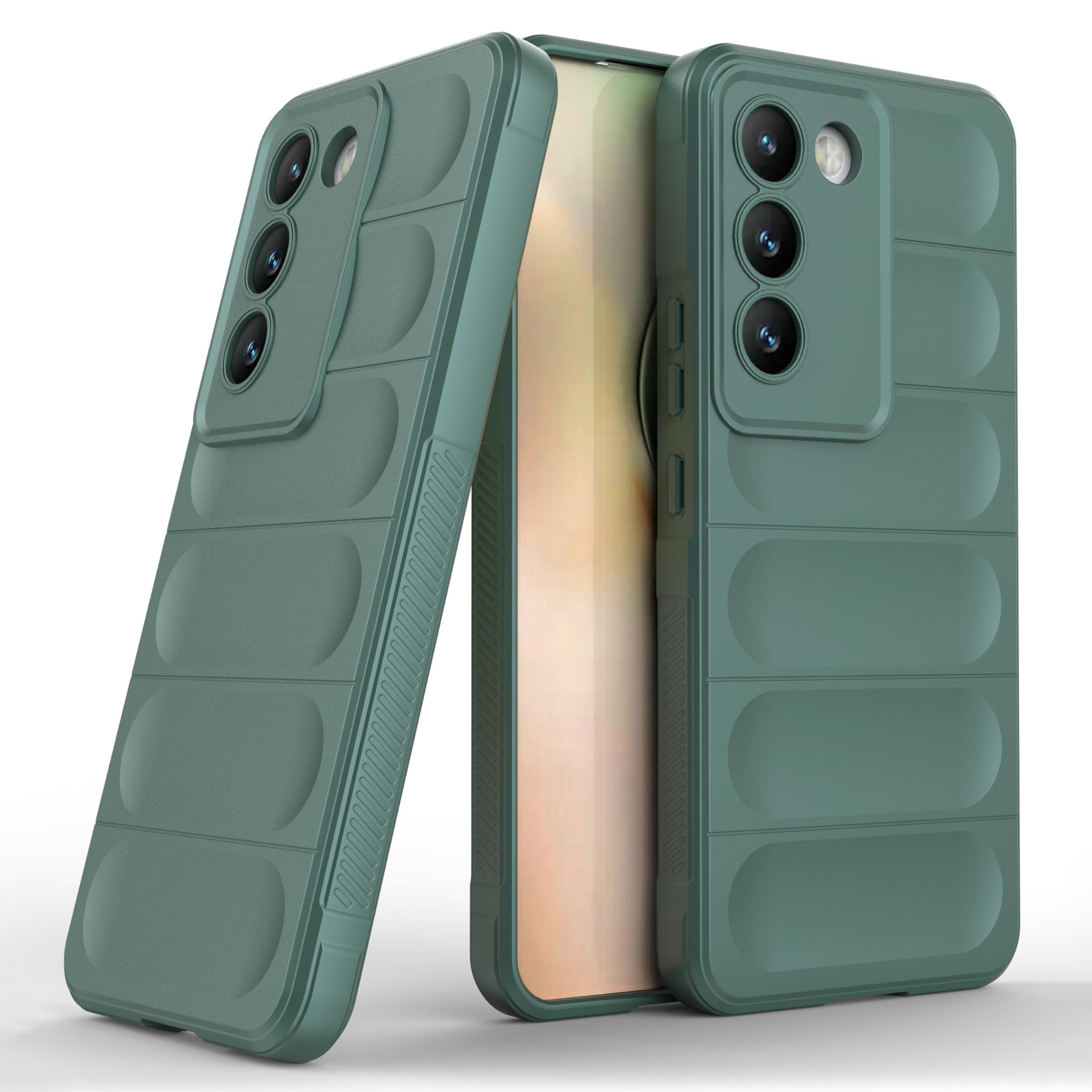 Zapcase Back Case Cover for Vivo Y200e 5G | Compatible for Vivo Y200e 5G Back Cover | Liquid Silicon Magic Case with Camera Protection | Dark Green