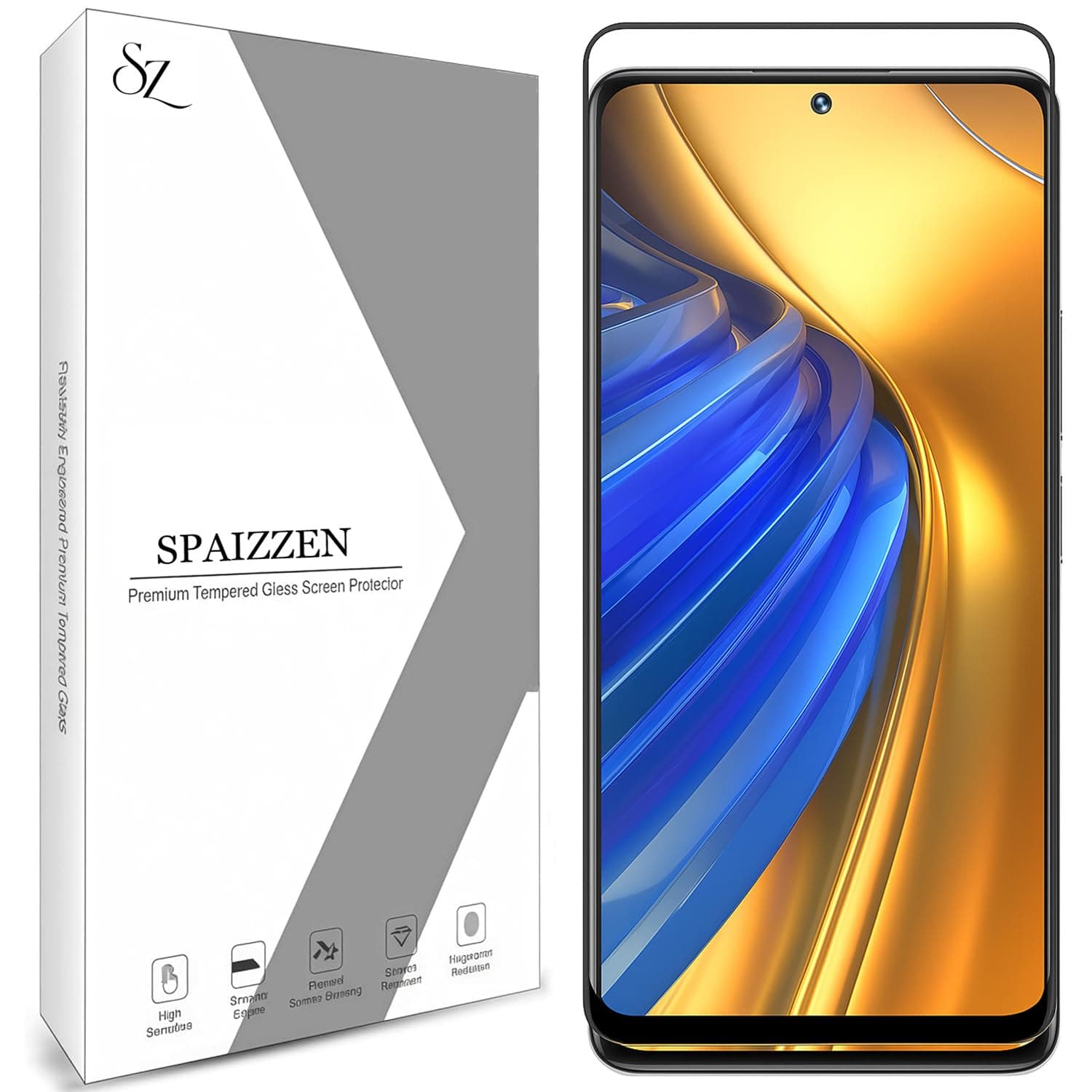 SPAIZZEN Military-Grade Tempered Glass Screen Protector Compatible for Samsung Galaxy M14 5G with Edge to Edge Coverage and Easy Self Installation kit