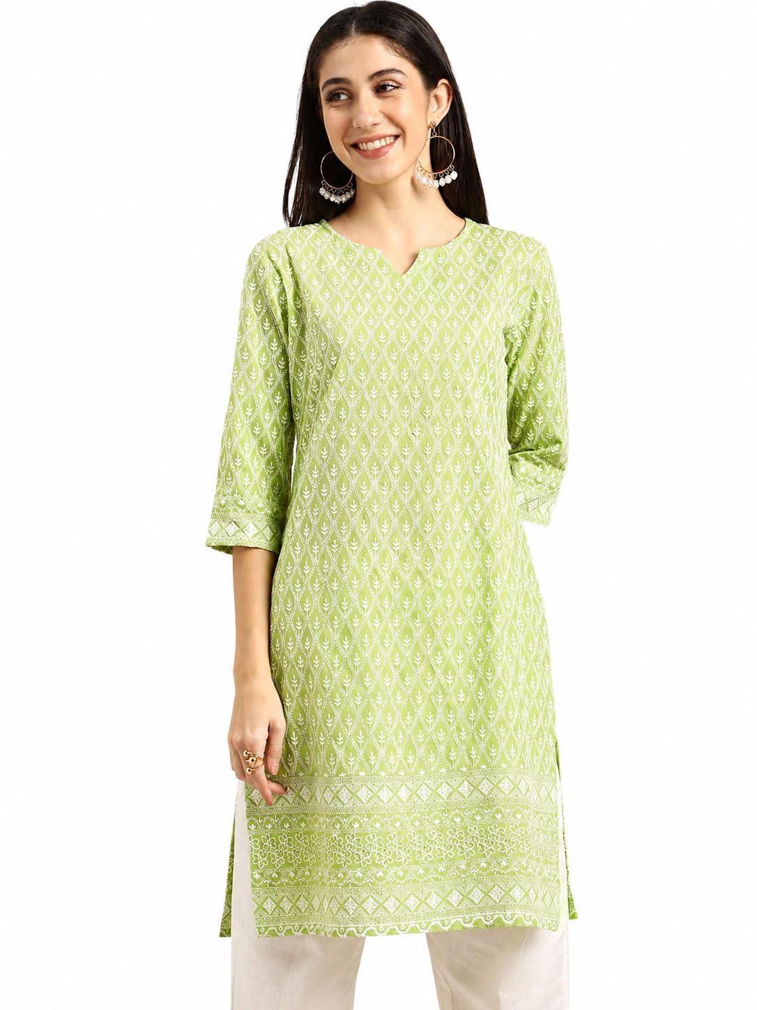 Amazon Brand - Tavasya Women's Chikankari Kurti