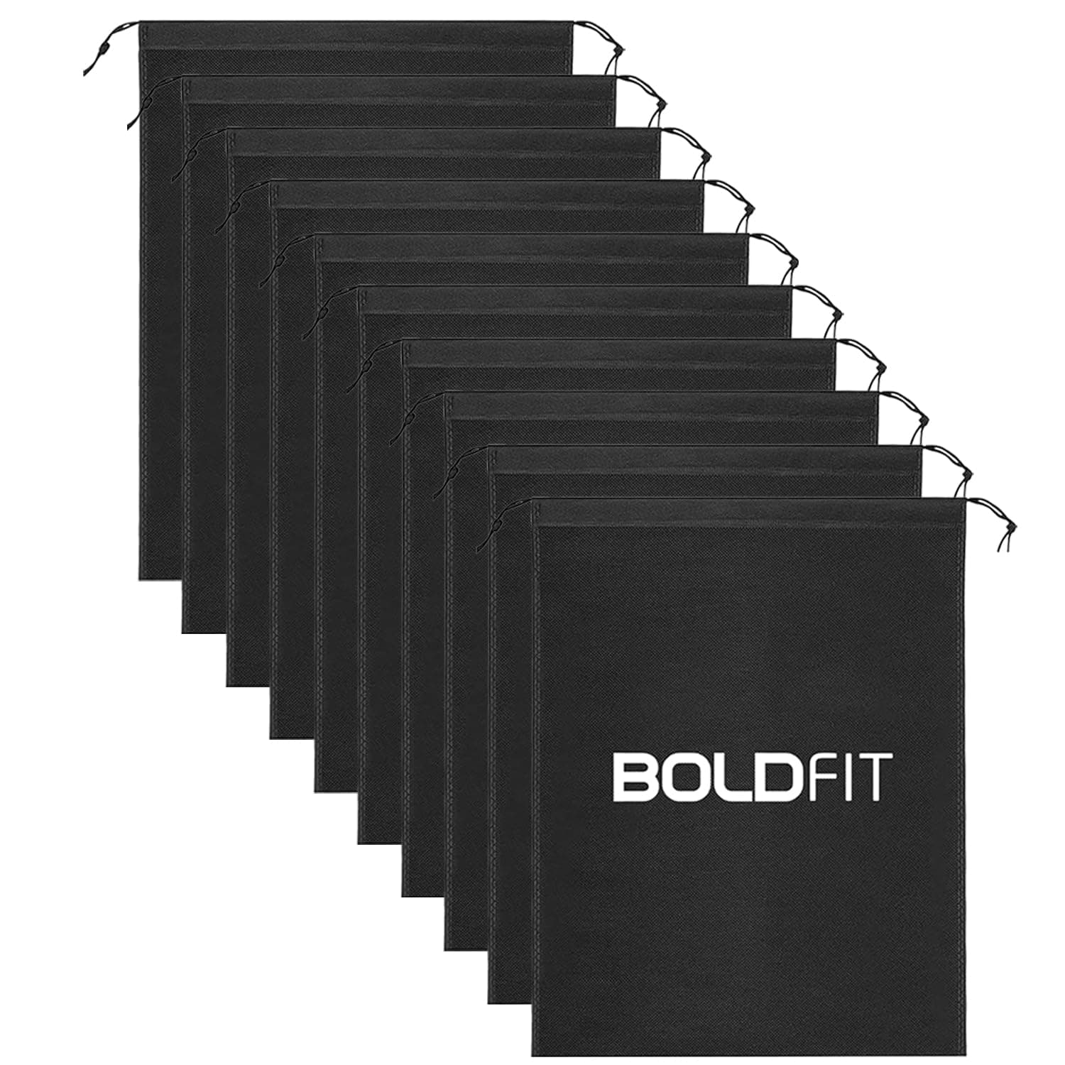 Boldfit Shoe Bag for Travel Bag for Man & Women Shoe Cover for Storage at Home Gym Reusable Travelling Accessories Organizer Pouch Travel Essentials Footwear Bags for Travelling Men -Pack of 10, Black