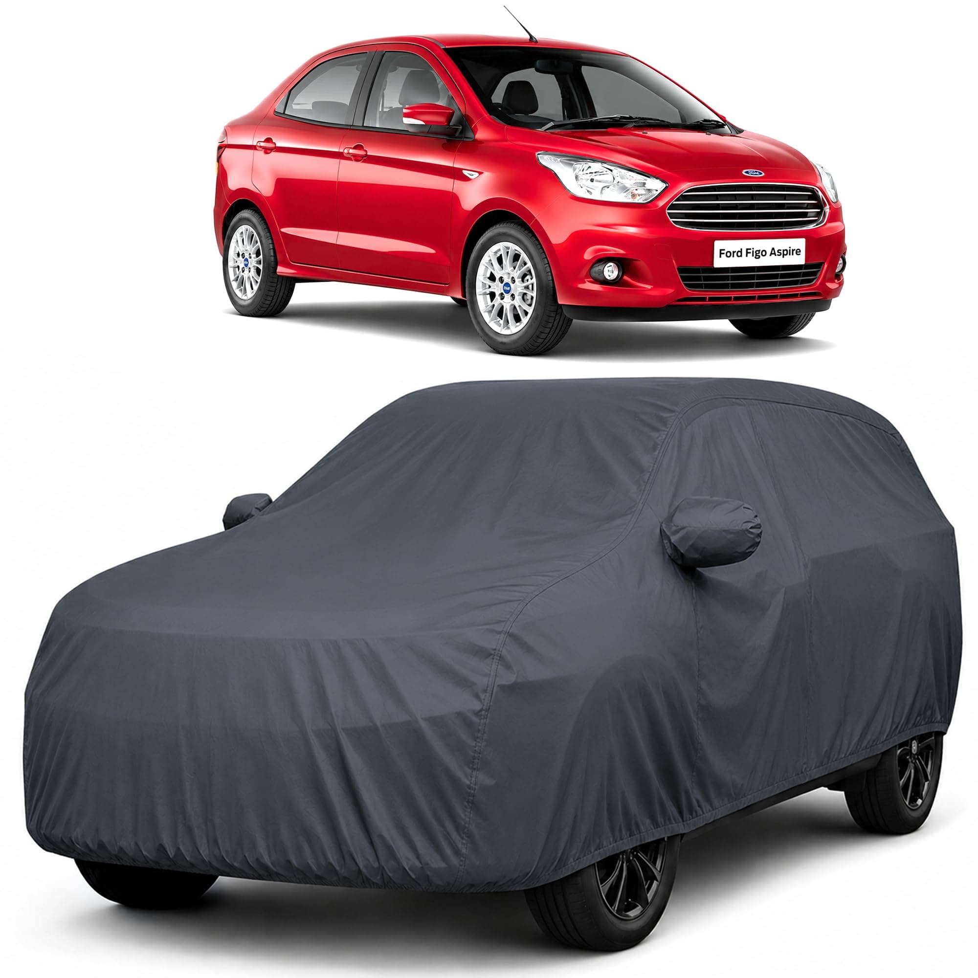 Autofact Car Body Cover Compatible with Figo Aspire | Custom Fit Car Cover |100% Waterproof | Triple-Stitched Lightweight Fabric | Dustproof | Indoor & Outdoor Use | Elastic Bottom