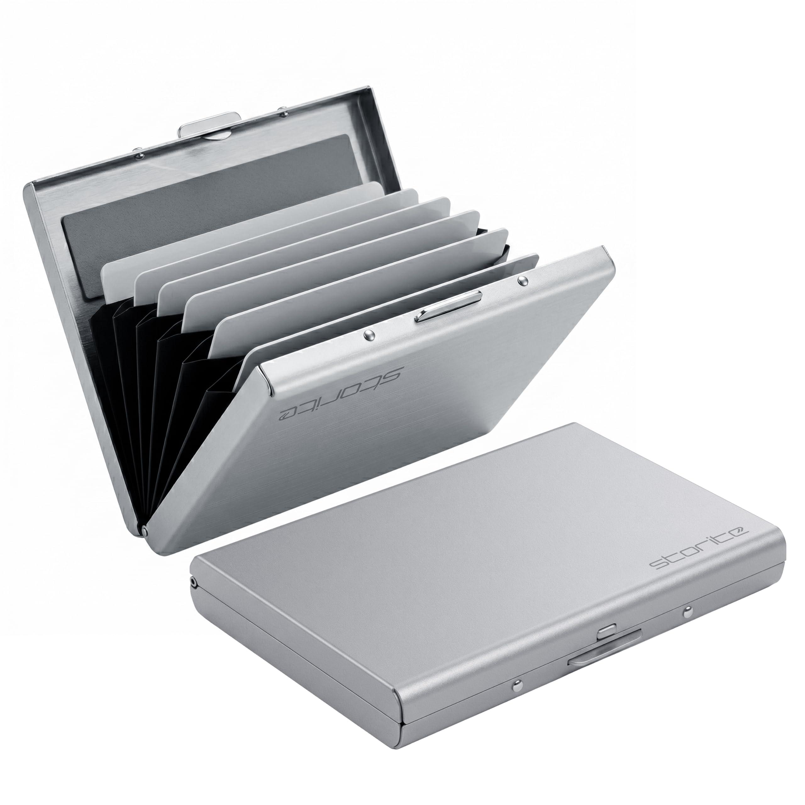 Storite 6 Slots RFID Protected Metal Credit Card Holder Wallet, Matt Grey