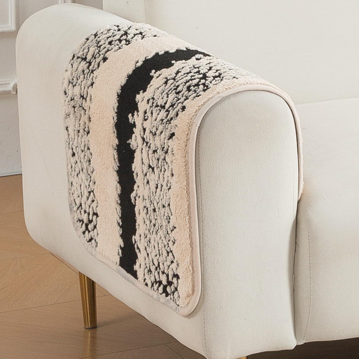 HOKIPO Noirea Sofa Armrest Cover, 2 Pc, Textured Stripe