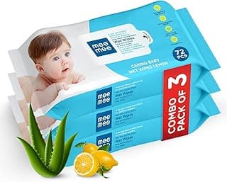 Mee Mee Wet Wipes for Baby Skin with lemon & Aloe Vera | 72 Wipes x Pack of 3-216 Wipes | Paraben Free, Fragrance Free, pH Balanced, Dermatologically Safe, Baby Wipes Combo
