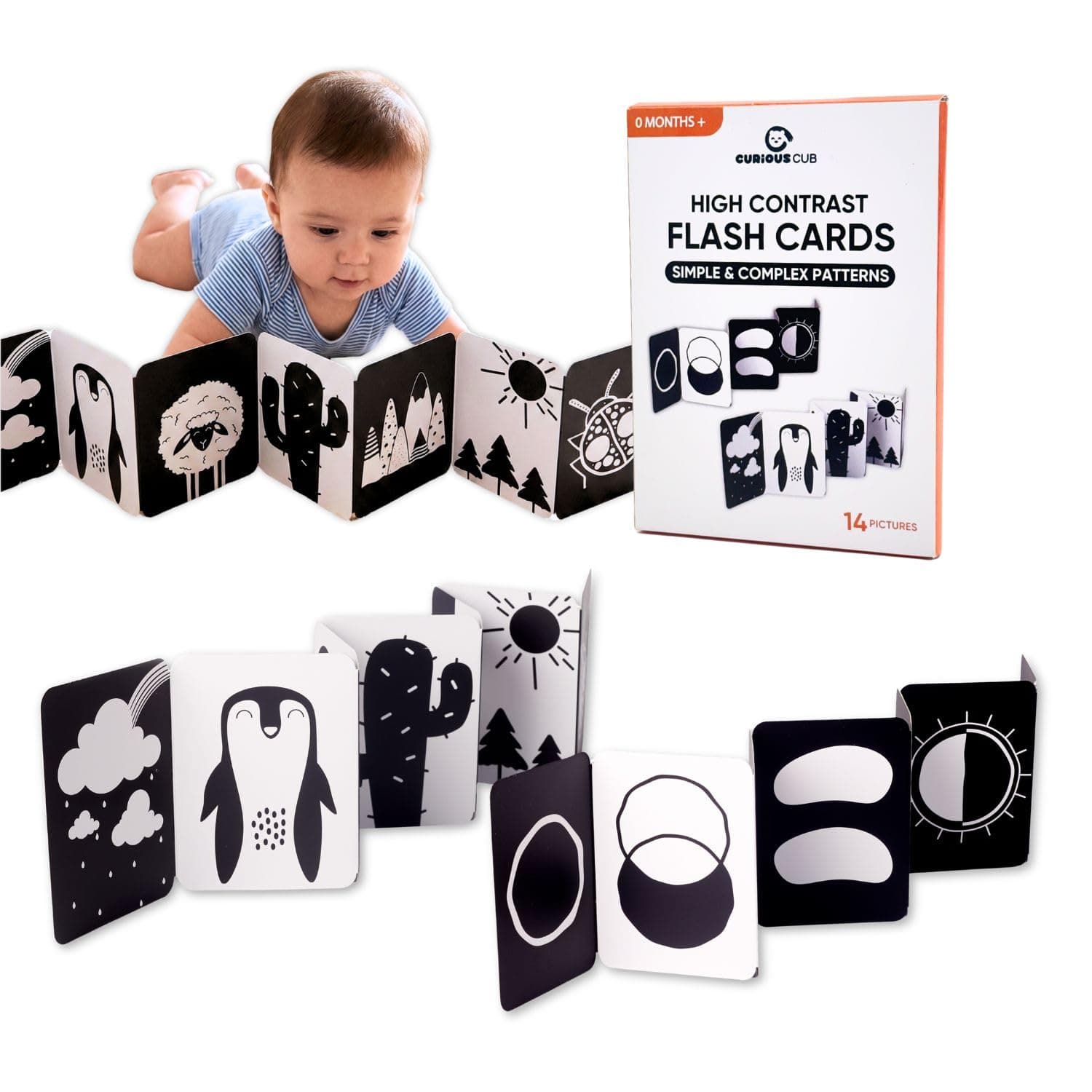 Curious Cub Black & White Flash Cards for New Born Baby, 0-3 Months